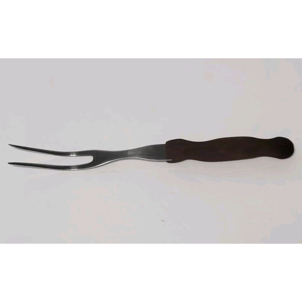 Cutco Carving Turning Fork No 27 Brown Wood Handle Made in USA